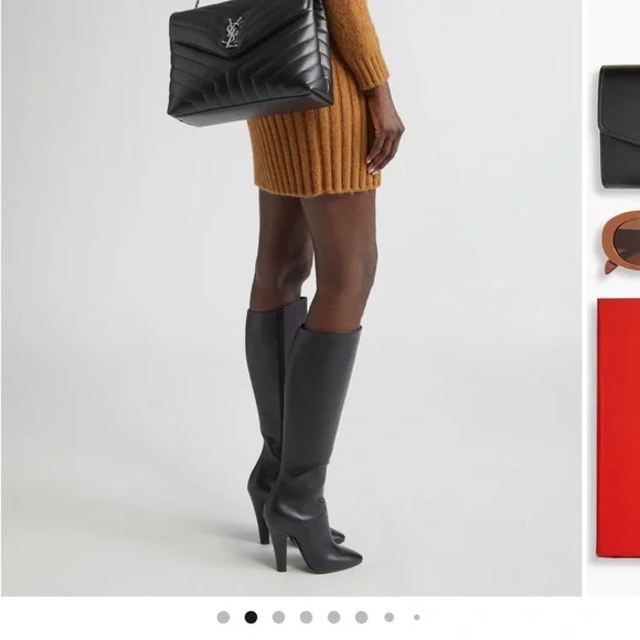 Yves Saint Laurent Black Chevron Leather Shoulder Bag - Picture 5 of 9